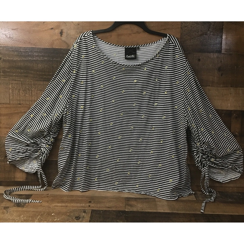 Nanette Lepore Top Women XL Nautical Coastal Beach Boho Peasant Cottagecore